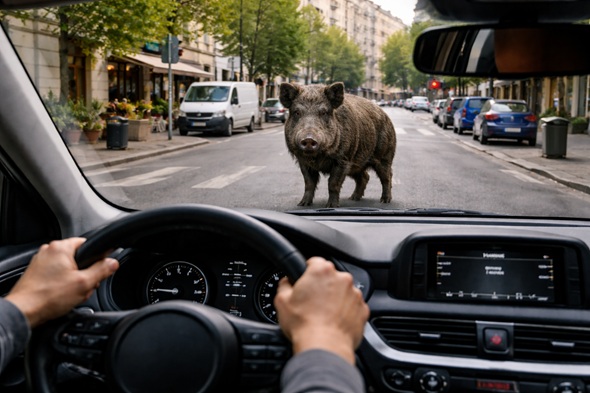 Cinghiale in strada